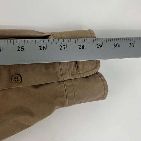 Vintage Polo Ralph Lauren Shirt XL Beige Twill Long Sleeve 1/2 Zip Military - Picture 16 of 16